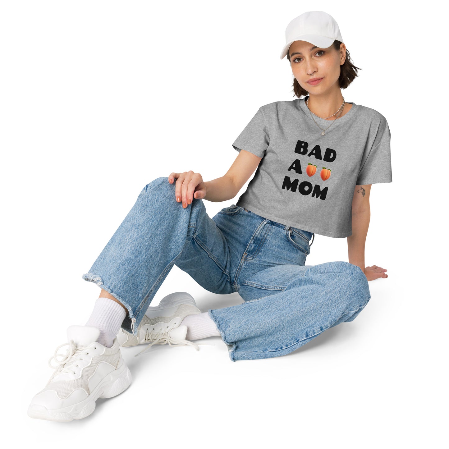 Badass Mom Peach Emoji Crop Top